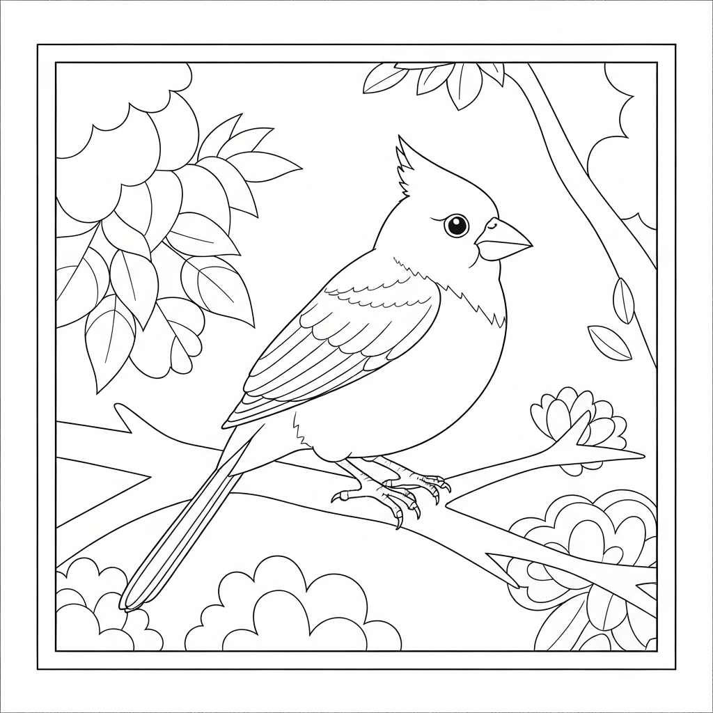 cardinal portrait coloring page