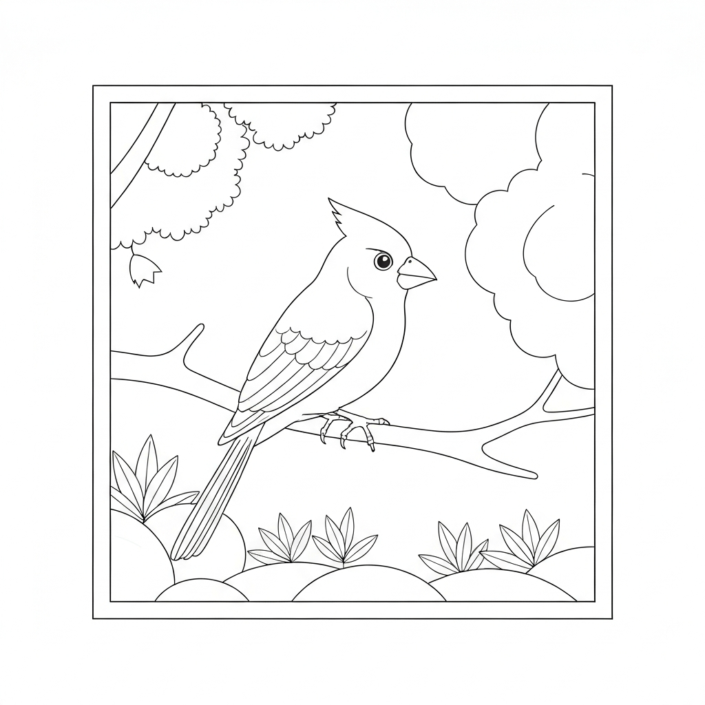 cardinal simple coloring page