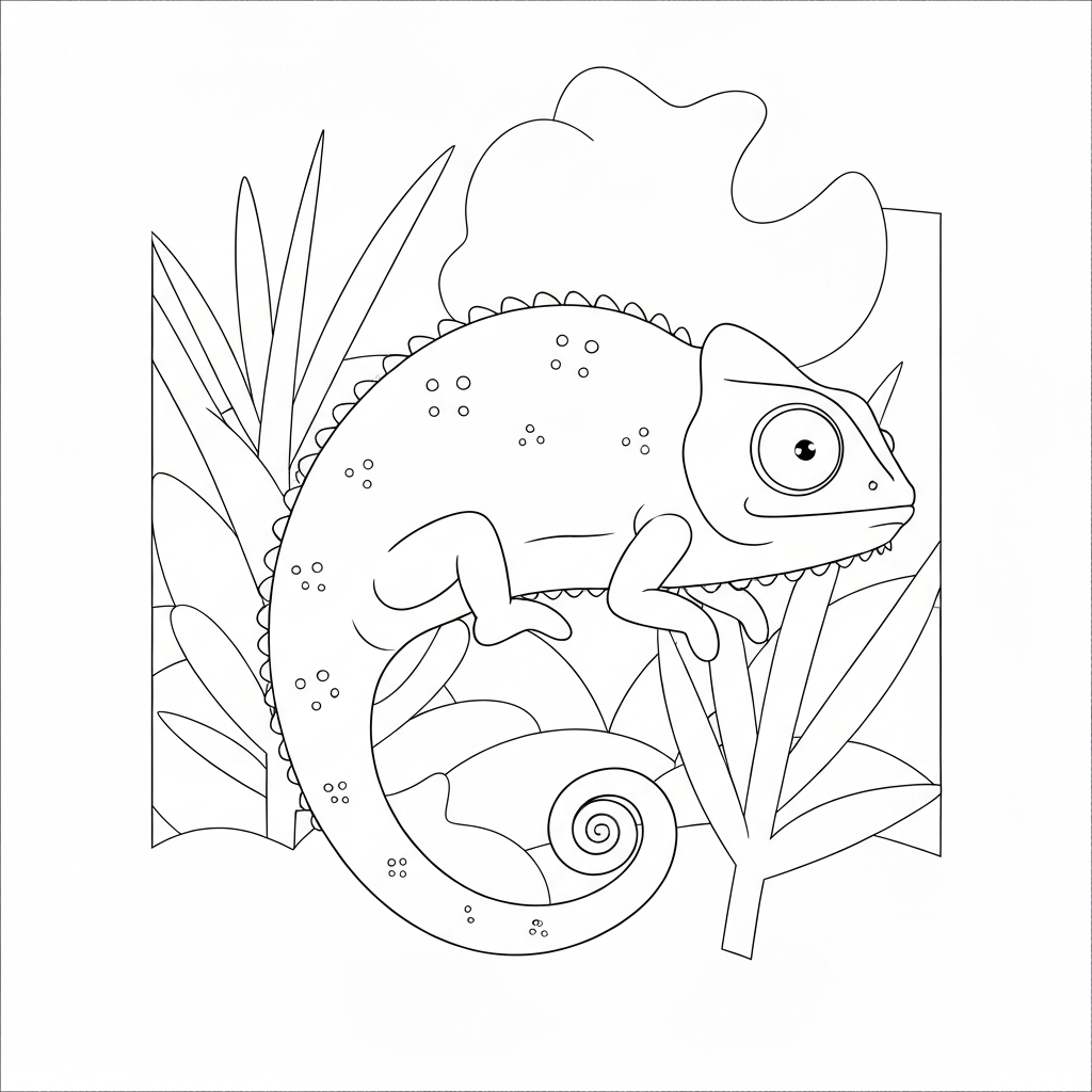chameleon abstract coloring page