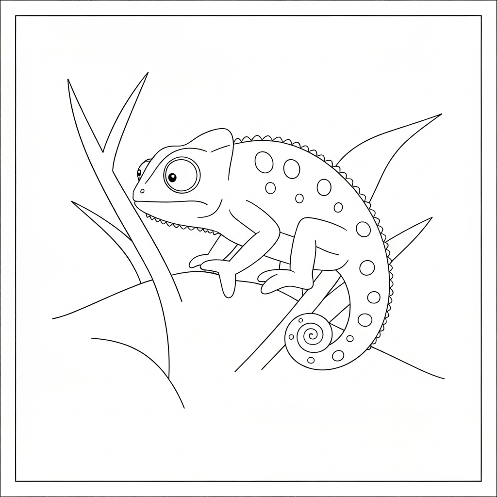 chameleon baby coloring page