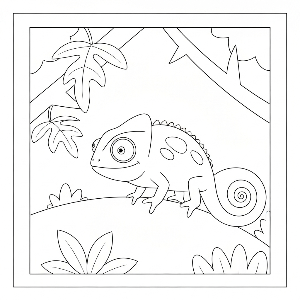 chameleon cartoon coloring page