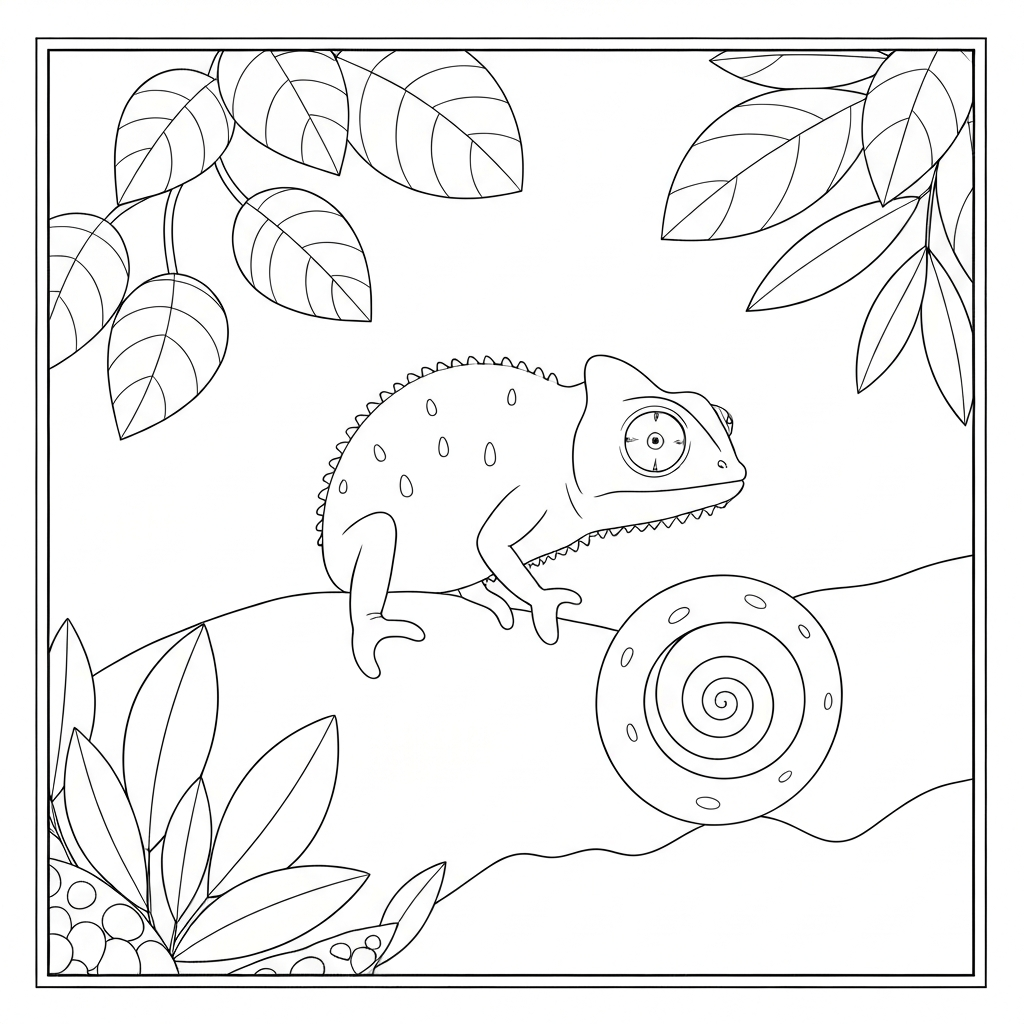 chameleon decorative coloring page