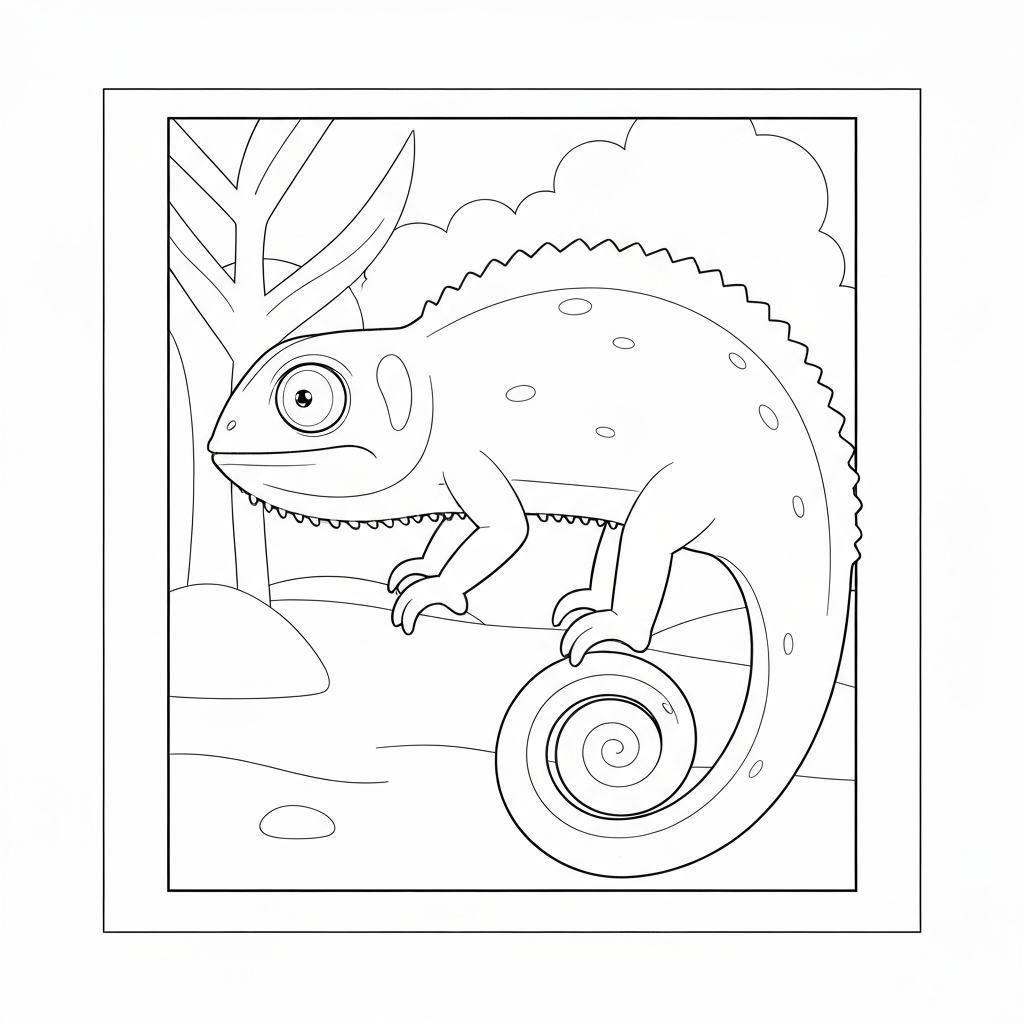 chameleon educational coloring page