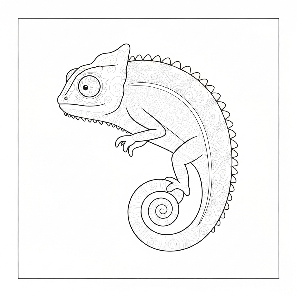 chameleon mandala coloring page