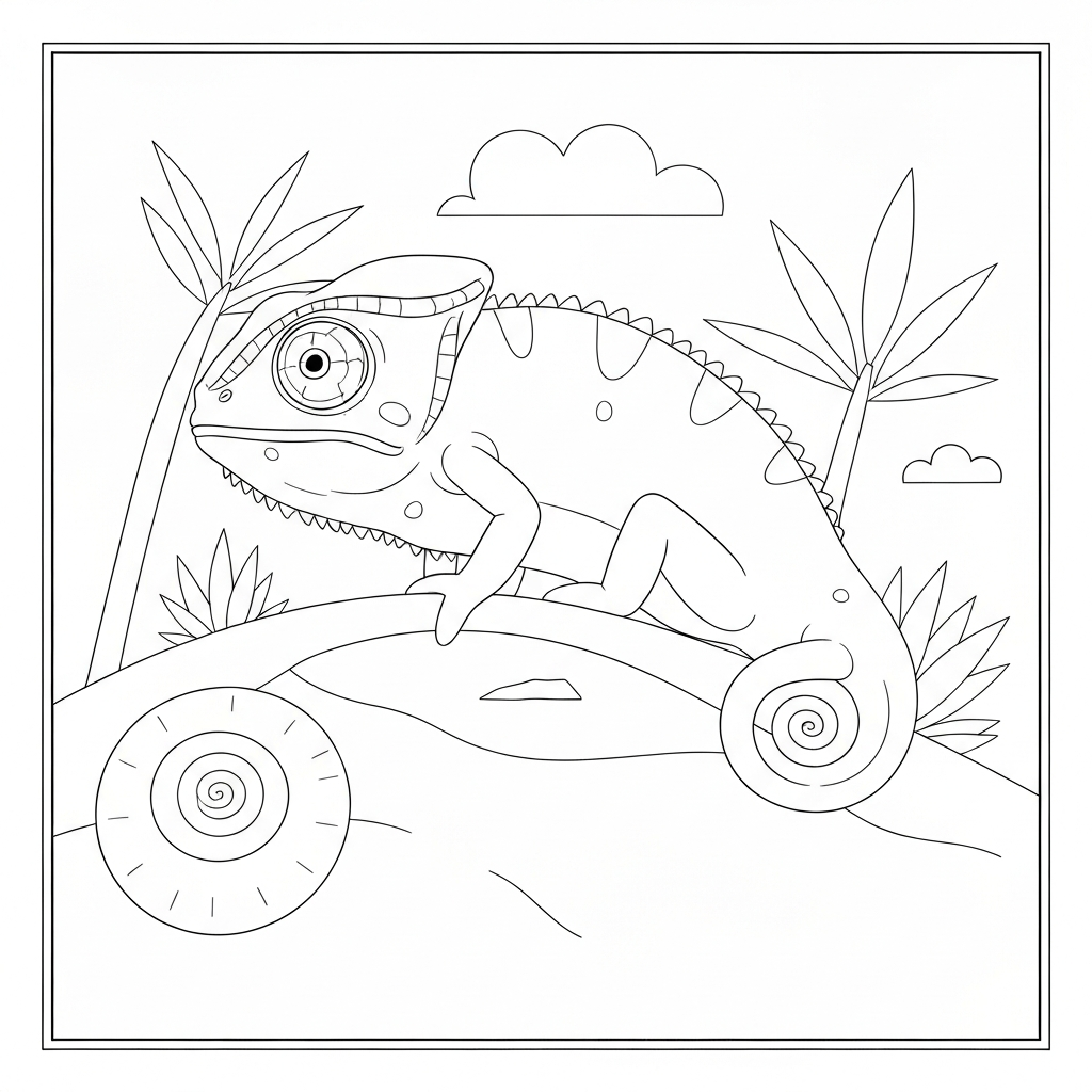chameleon portrait coloring page
