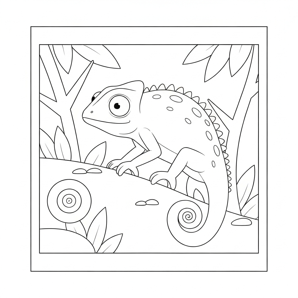 chameleon simple coloring page