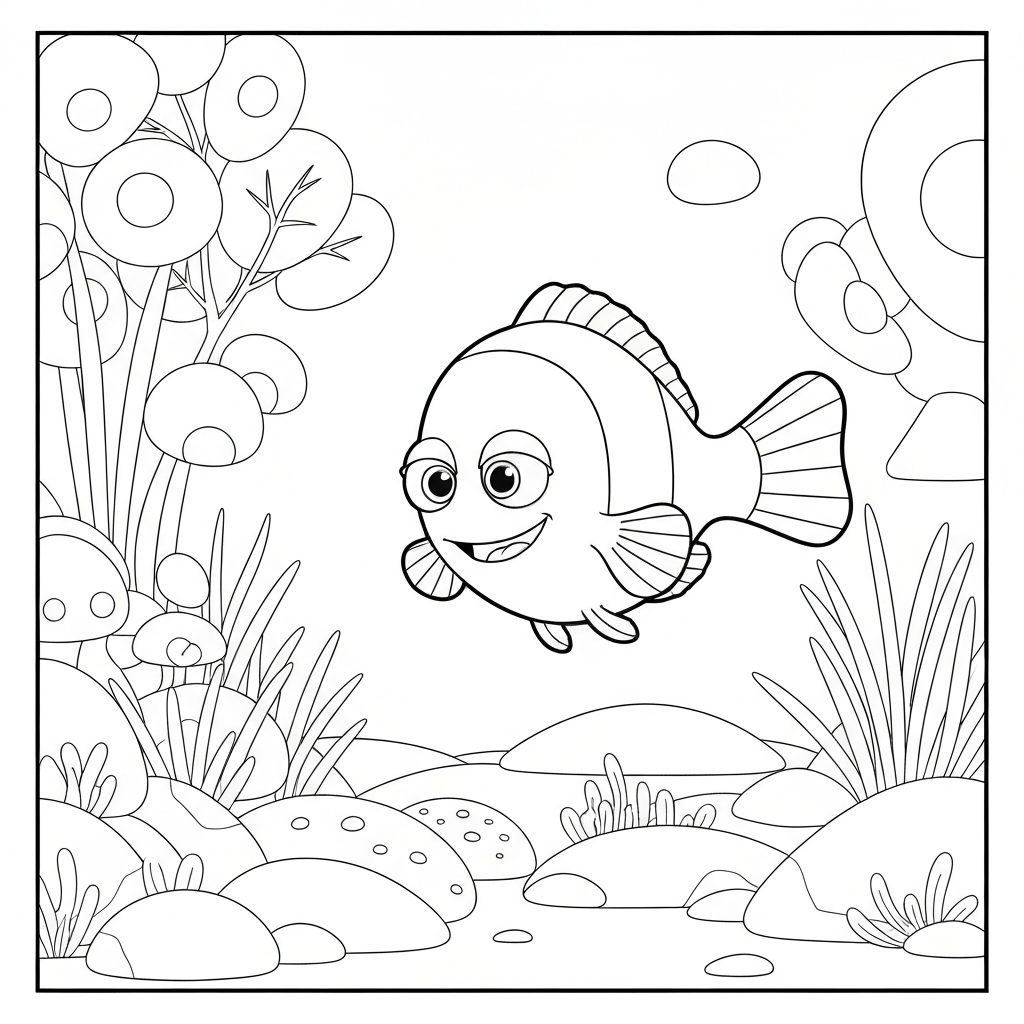 nemo cartoon coloring page