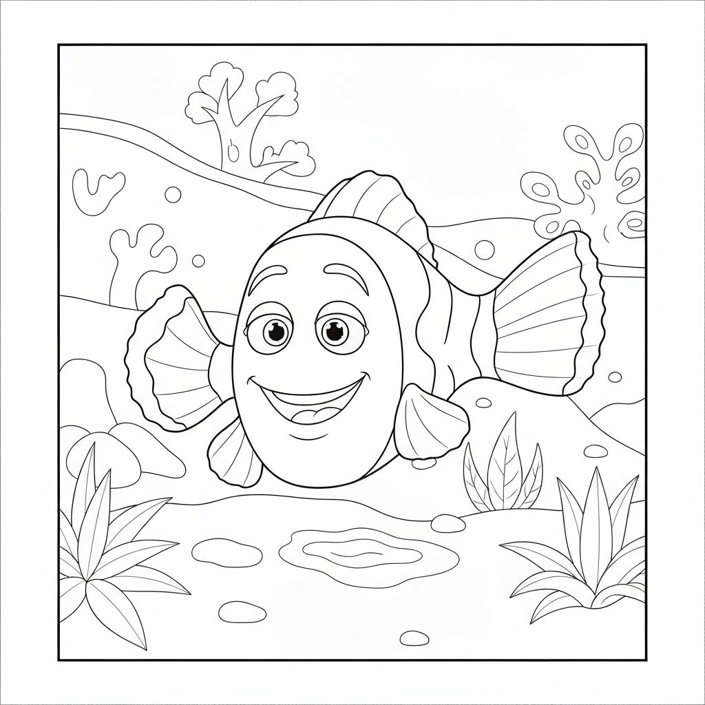 nemo detailed coloring page