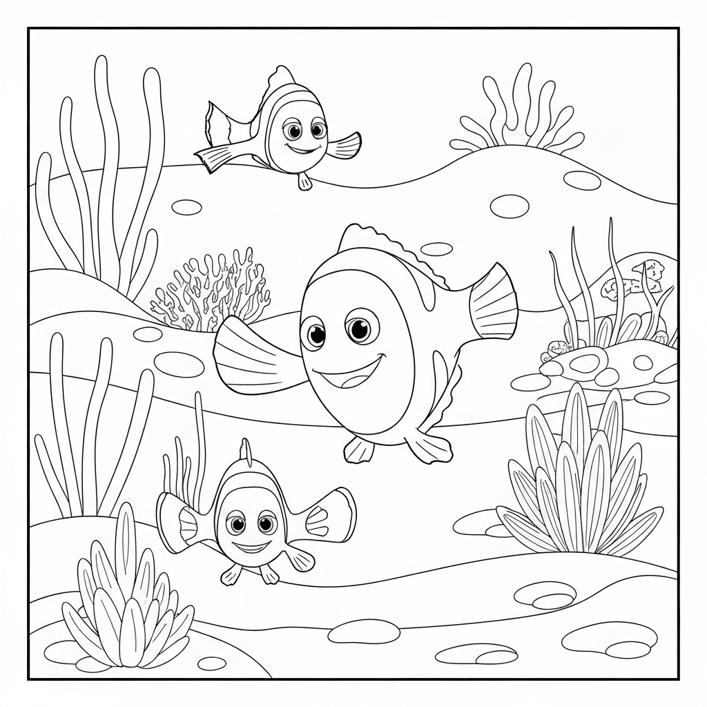 nemo family coloring page