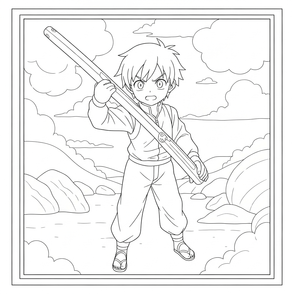 nezuko action coloring page
