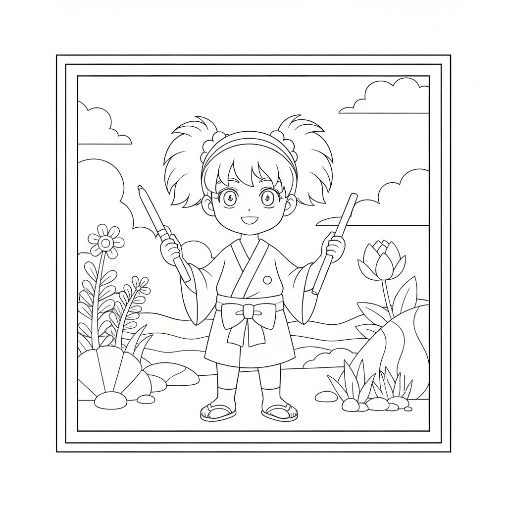nezuko cartoon coloring page