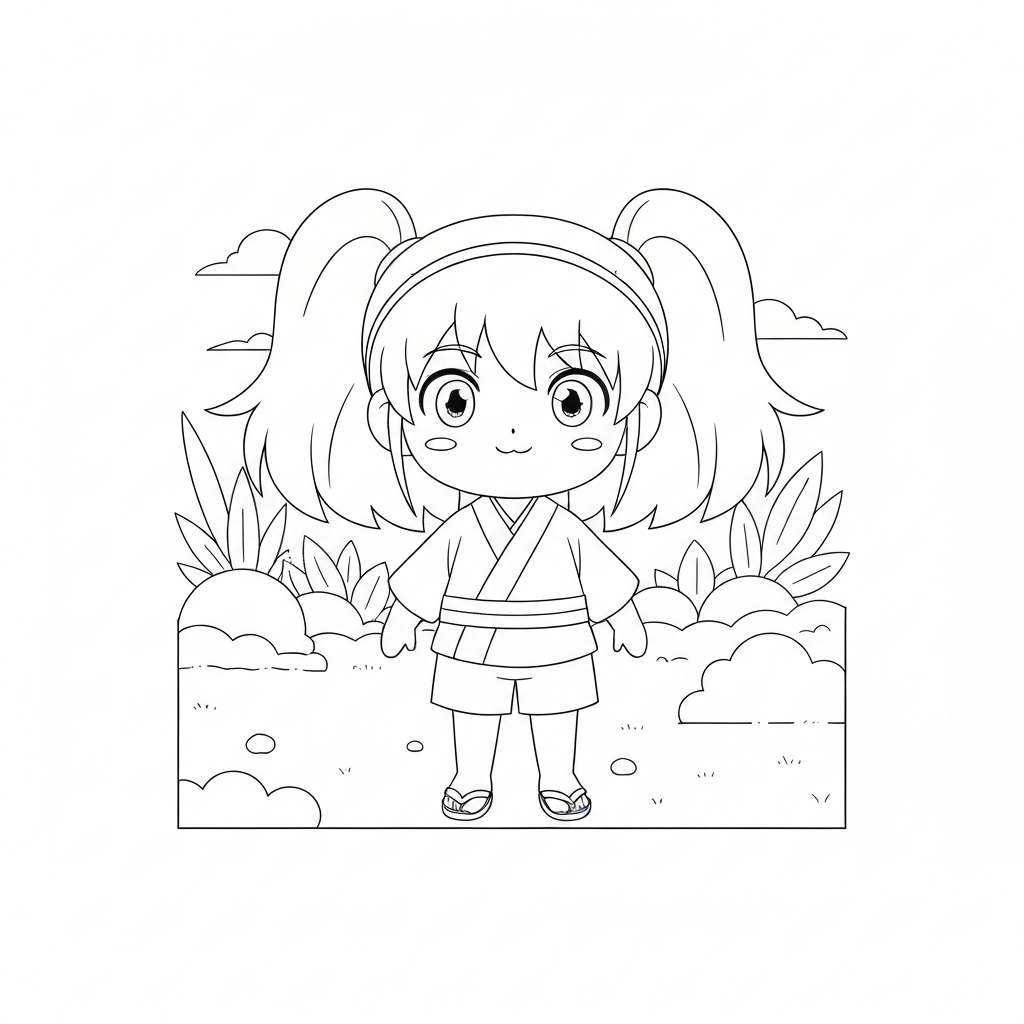nezuko cute coloring page