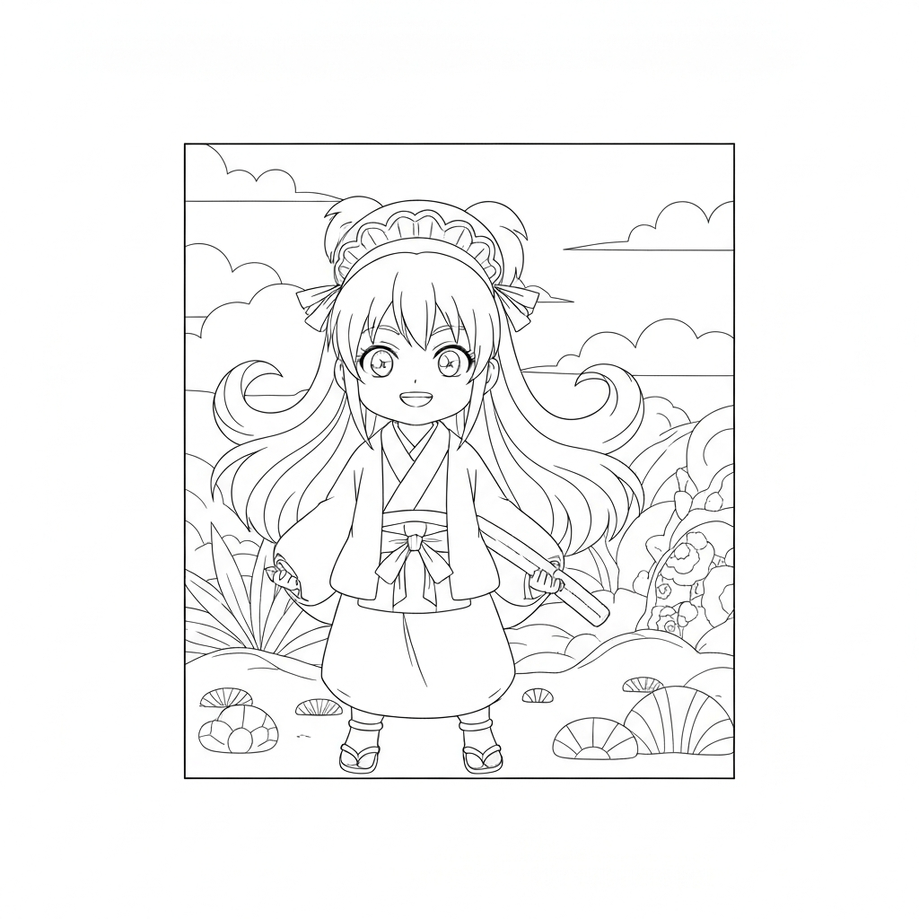 nezuko decorative coloring page