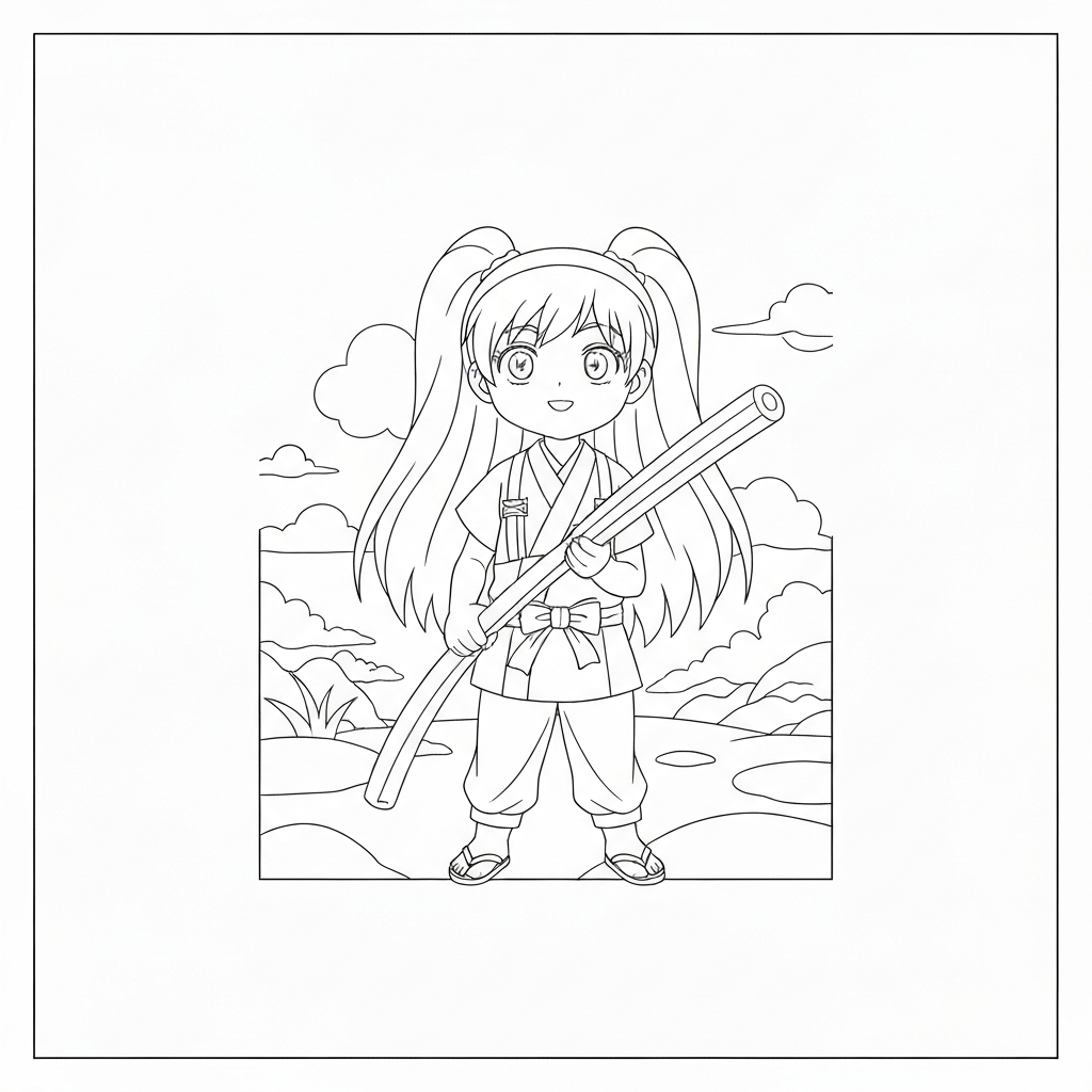 nezuko detailed coloring page