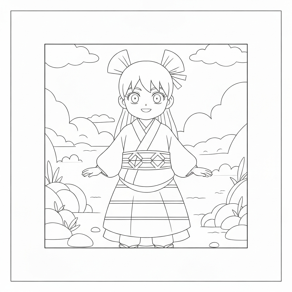 nezuko easy coloring page