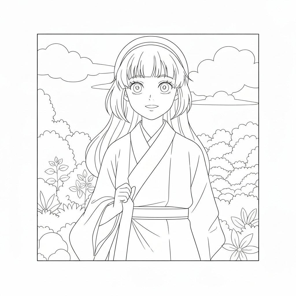 nezuko portrait coloring page