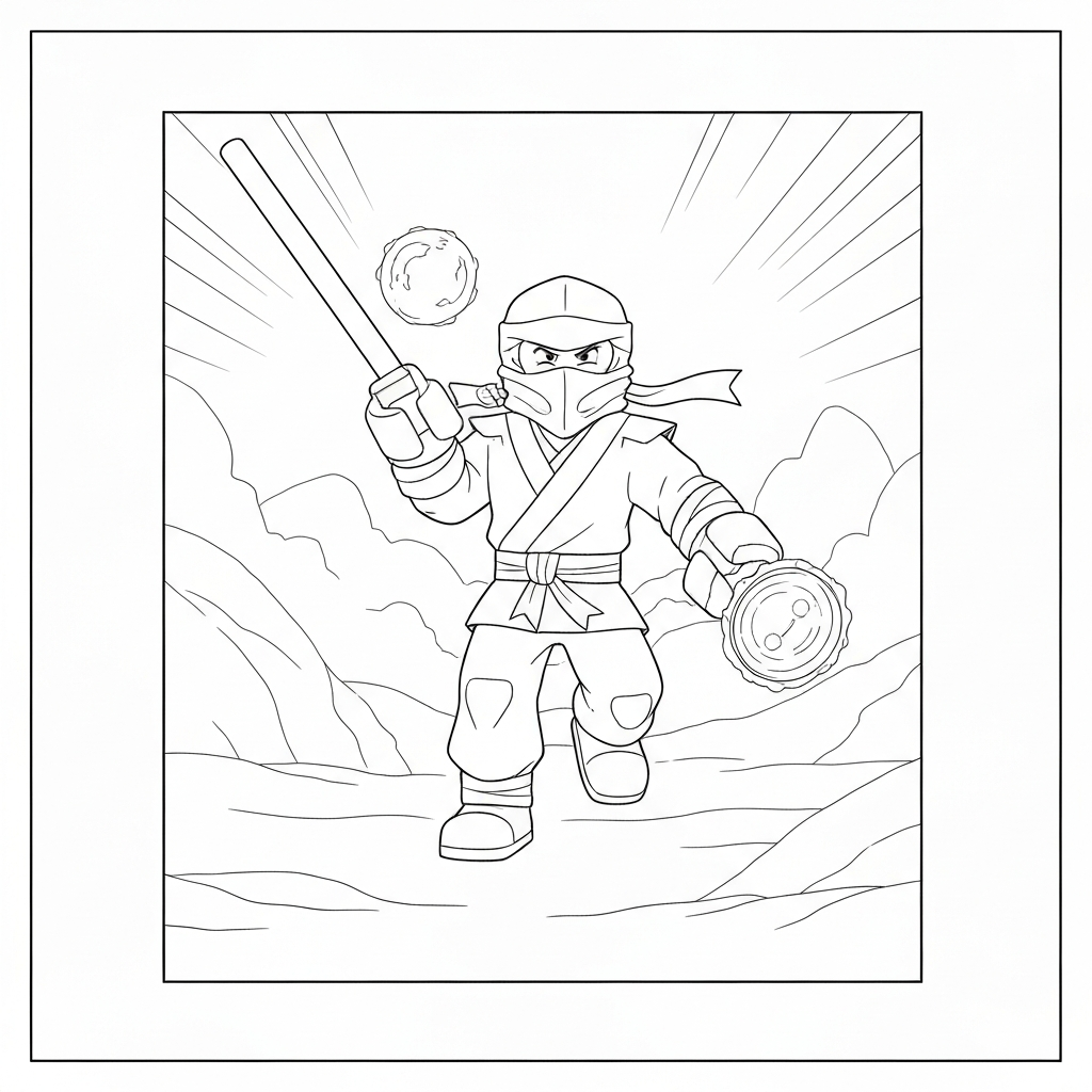 ninjago printable action coloring page