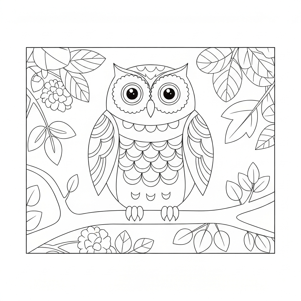 owl  colored decorative coloring page