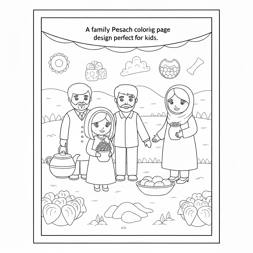 pesach family coloring page