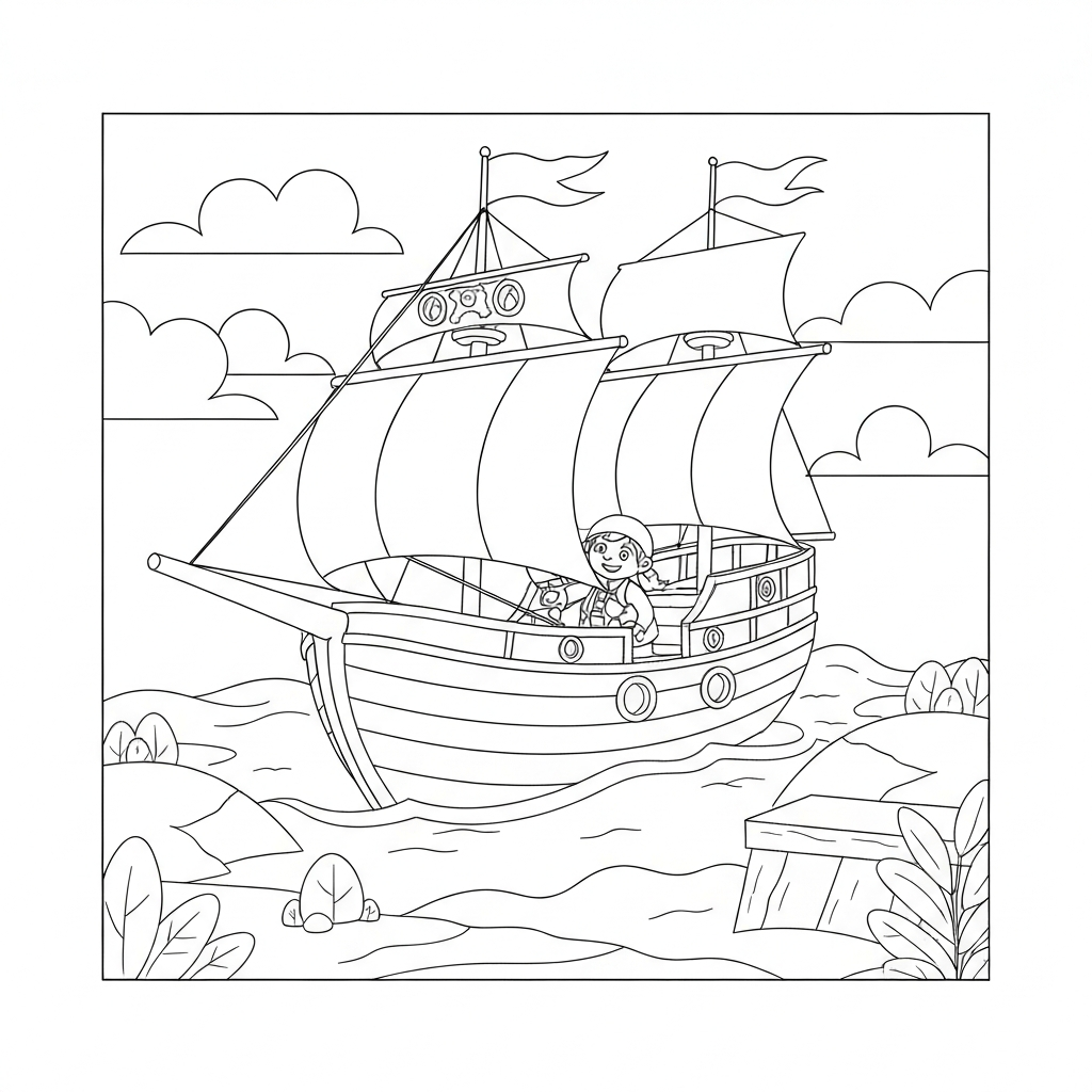 pirate ship baby coloring page