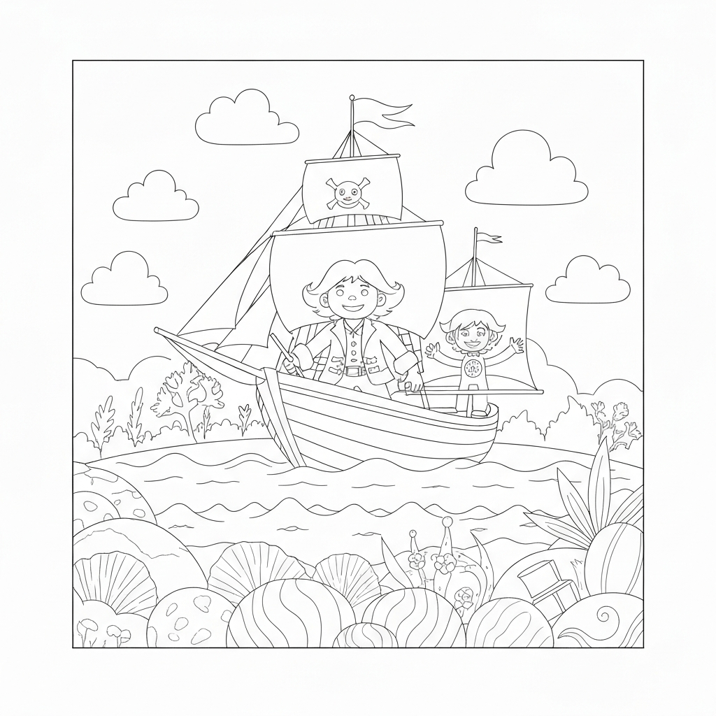 pirate ship decorative coloring page