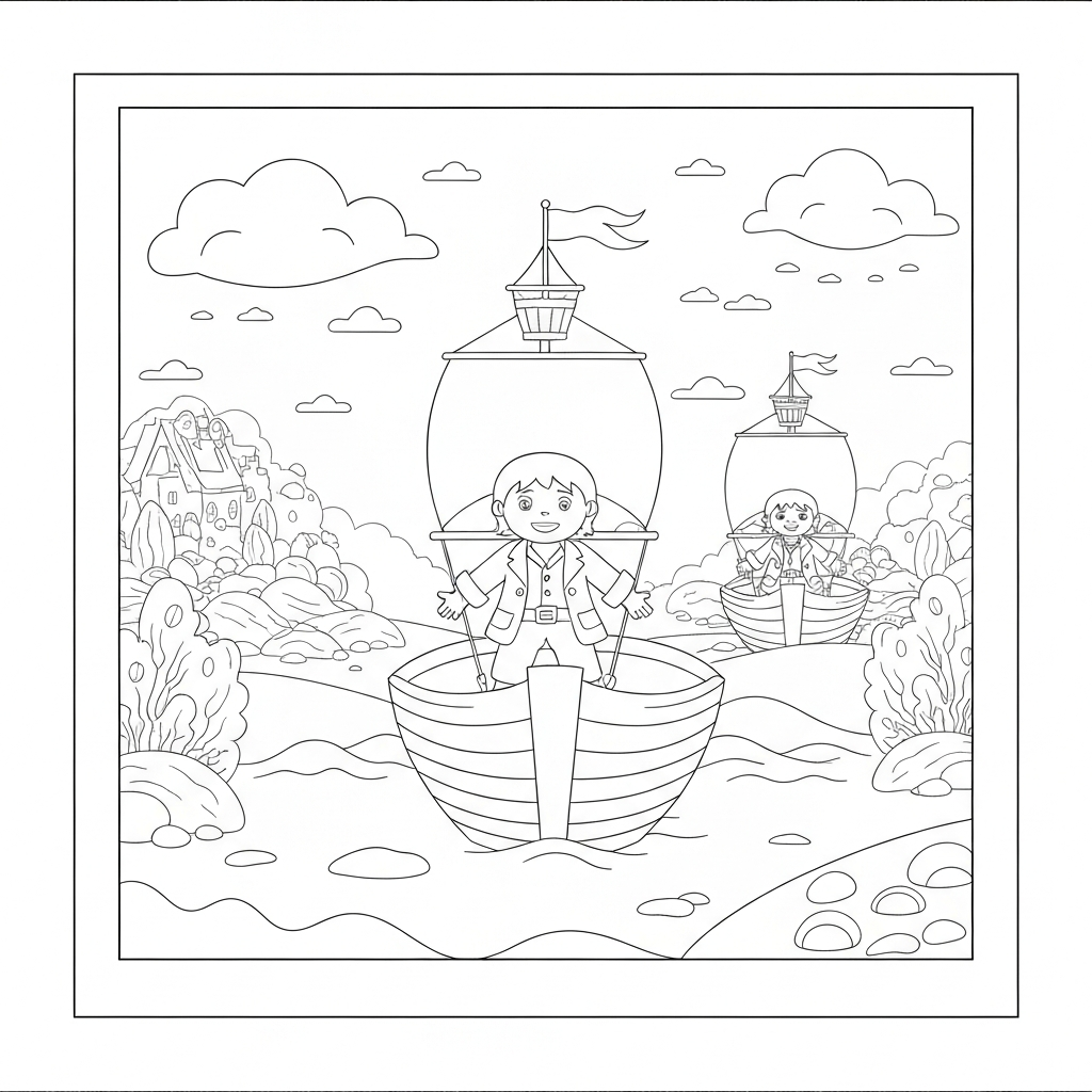 pirate ship easy coloring page
