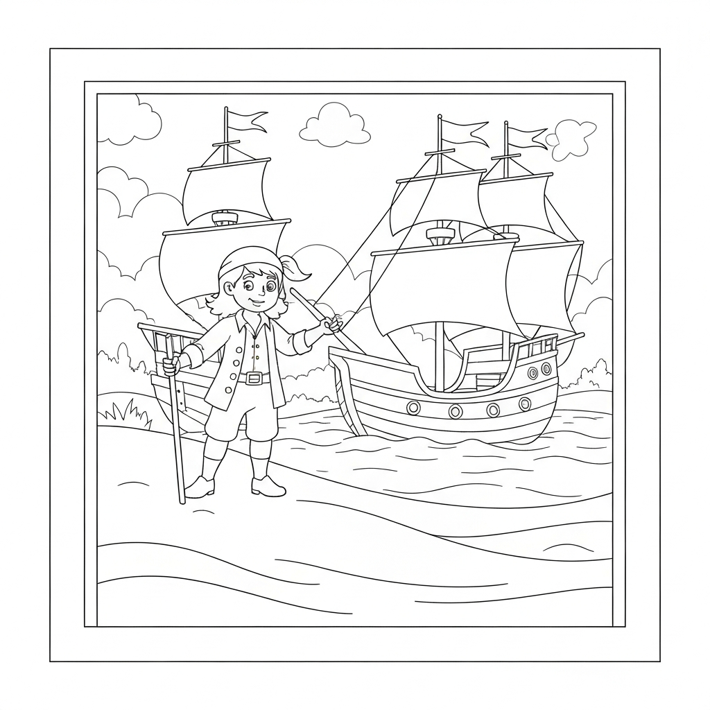 pirate ship family coloring page