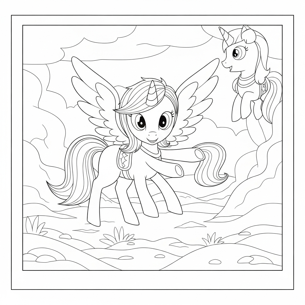pony action coloring page
