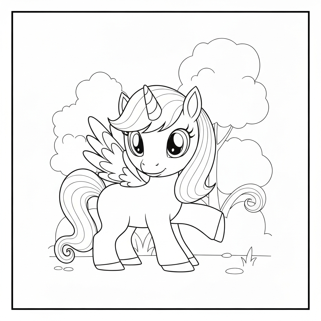 pony easy coloring page