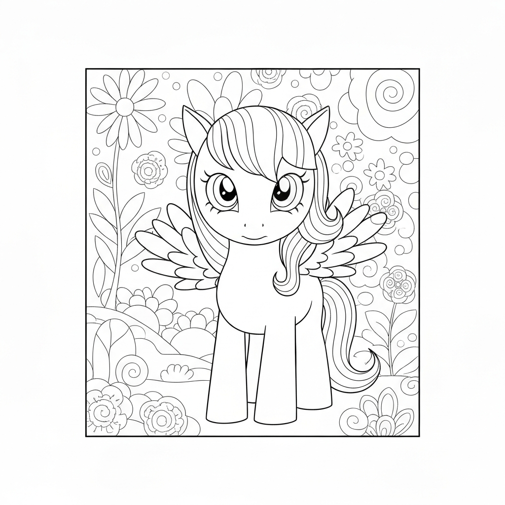 pony flowers coloring page