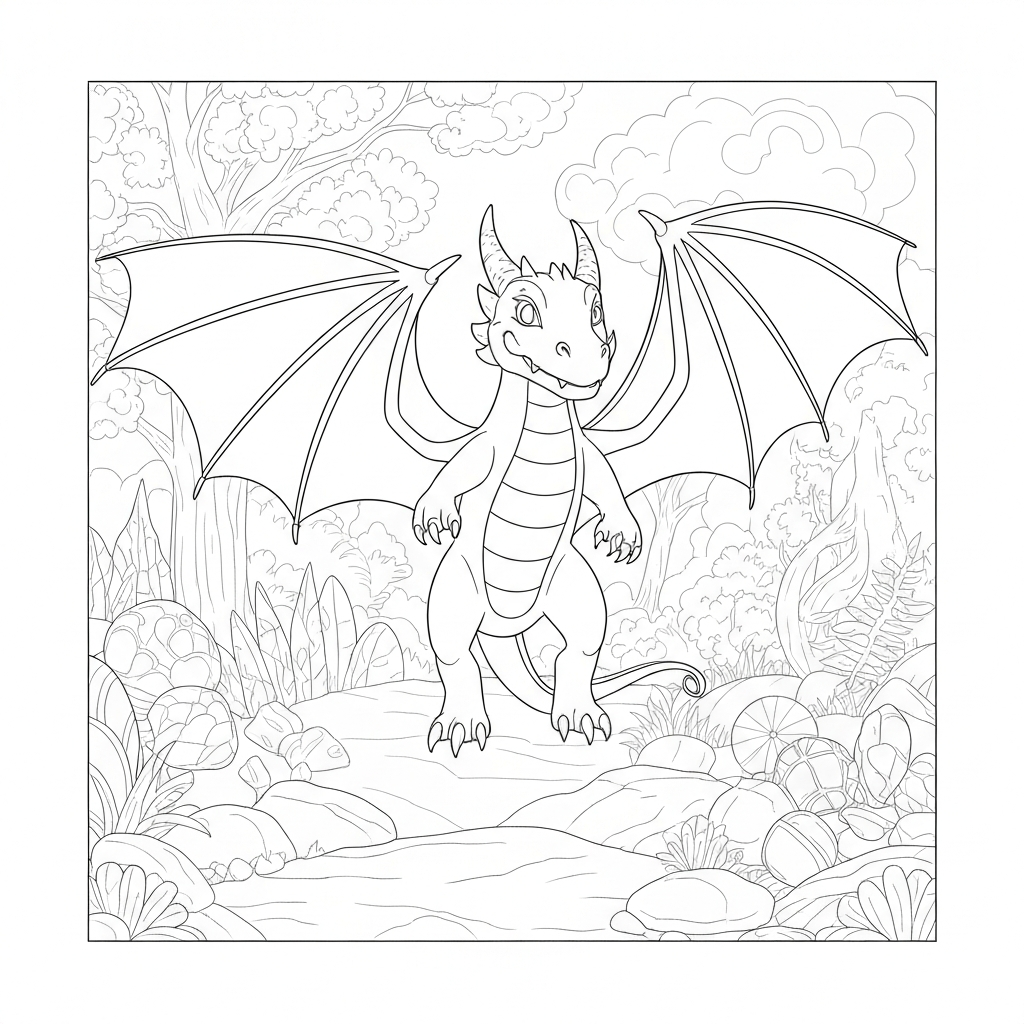 realistic dragon abstract coloring page