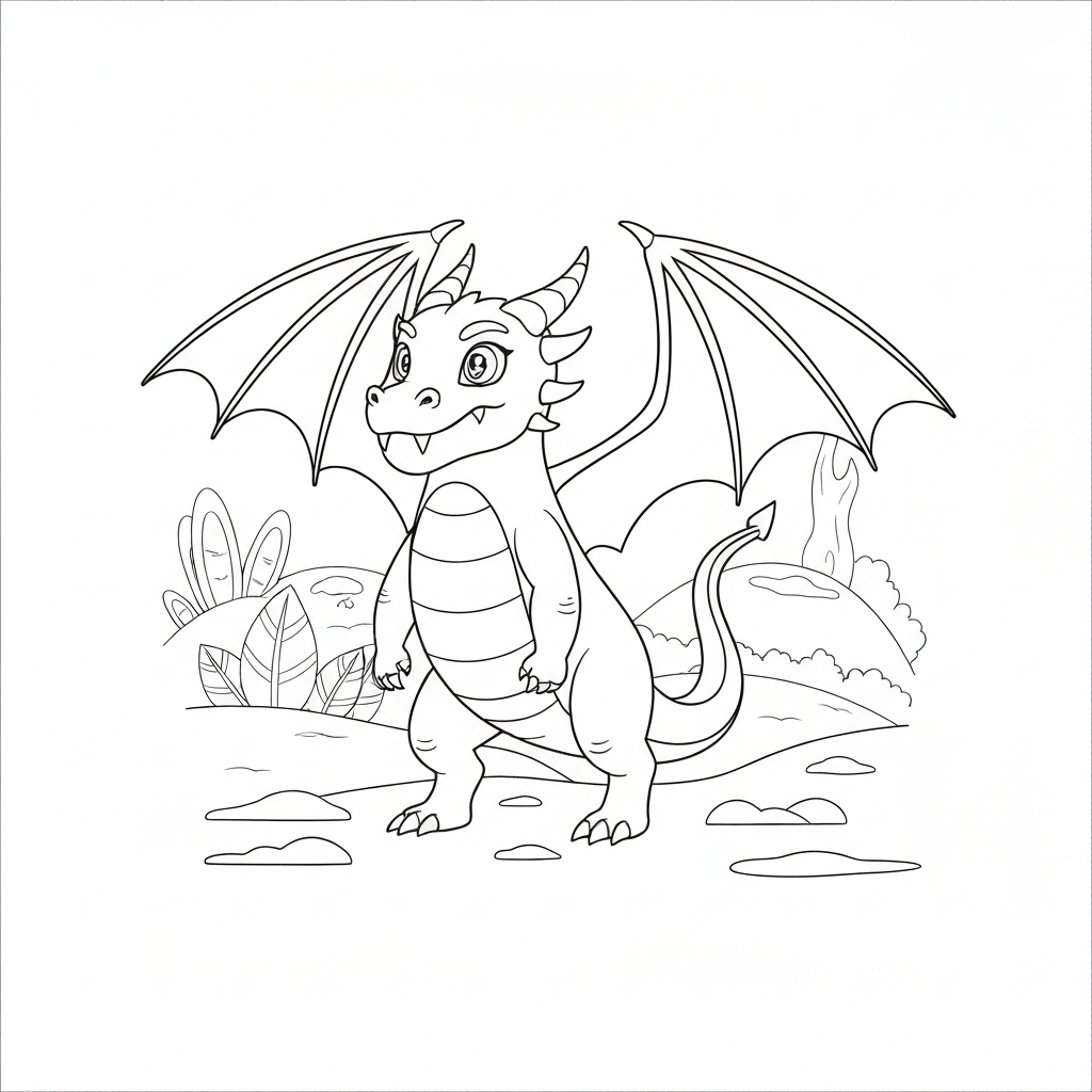 realistic dragon cartoon coloring page