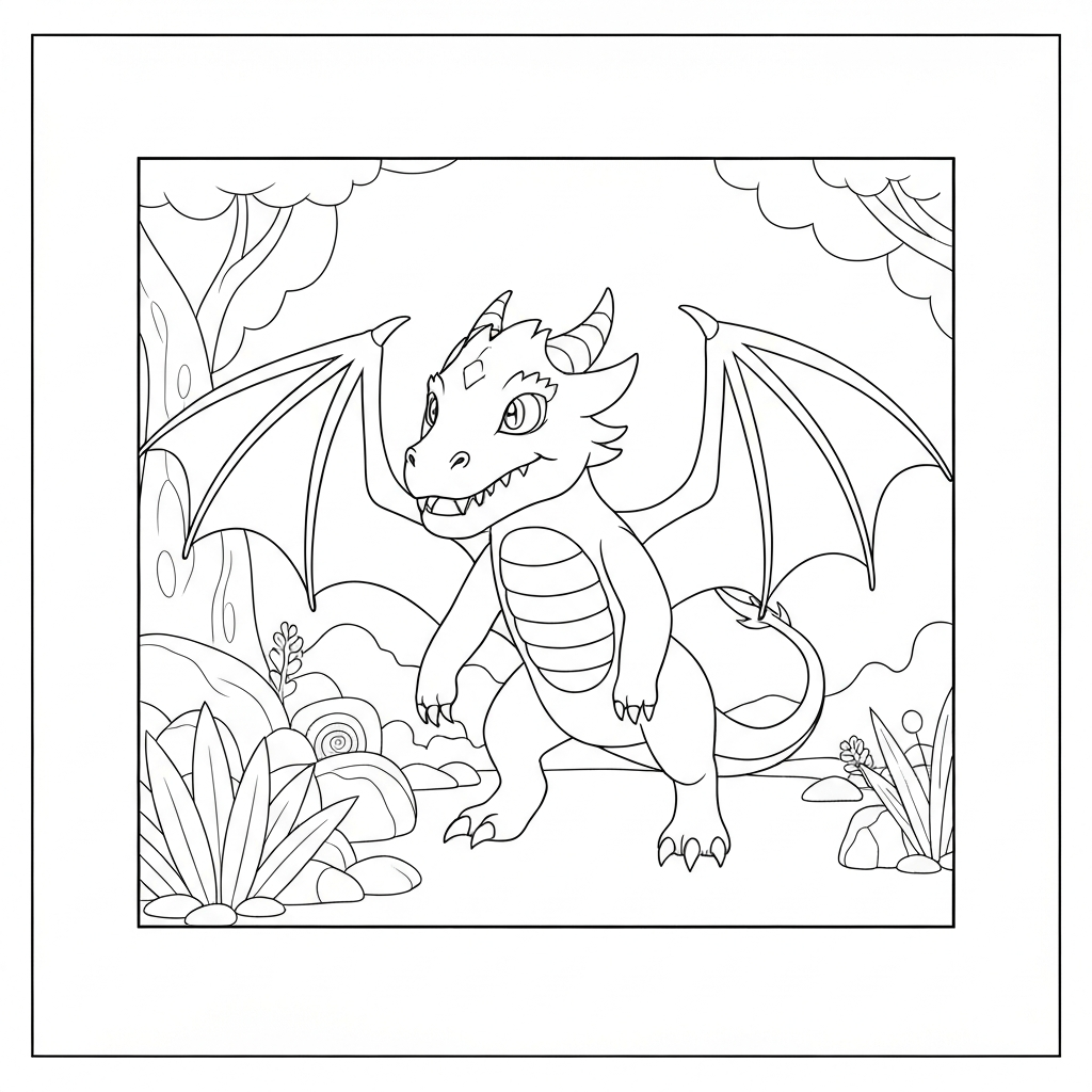 realistic dragon detailed coloring page