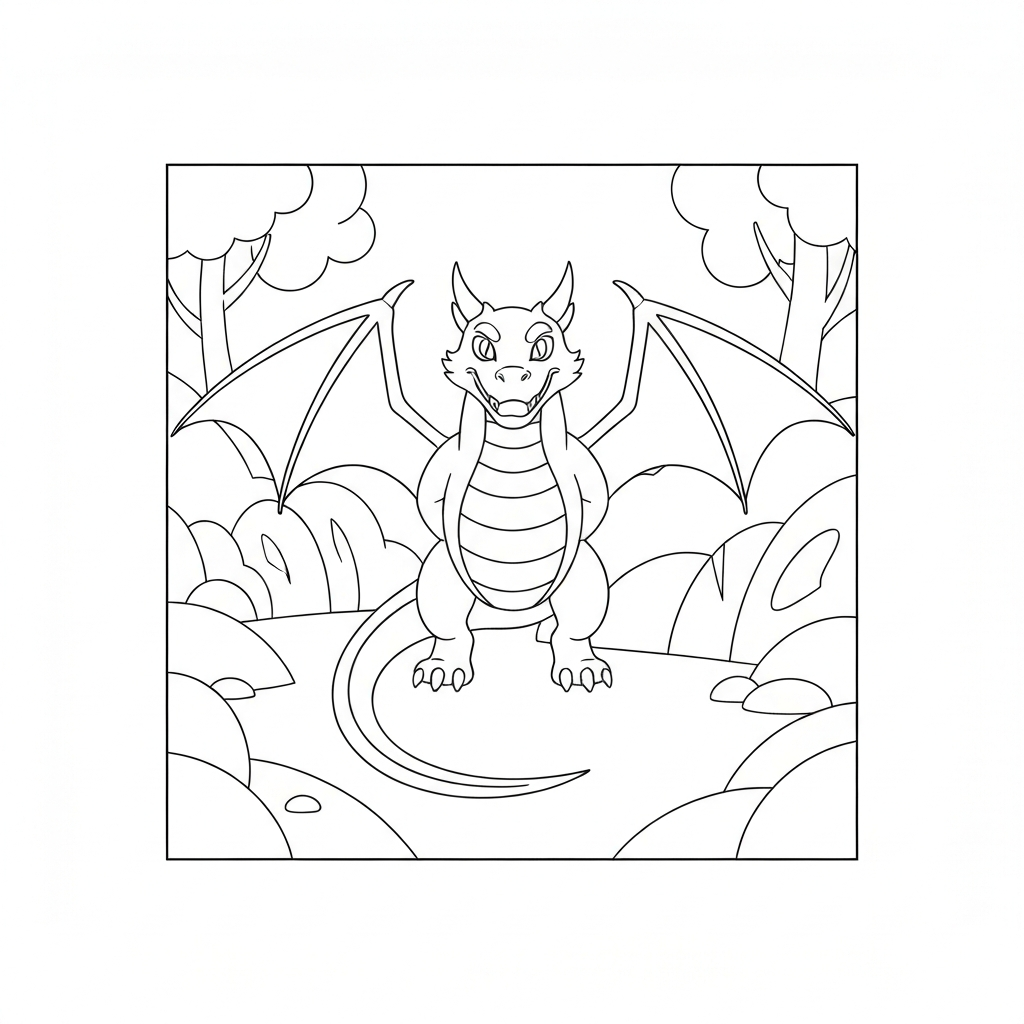 realistic dragon easy coloring page