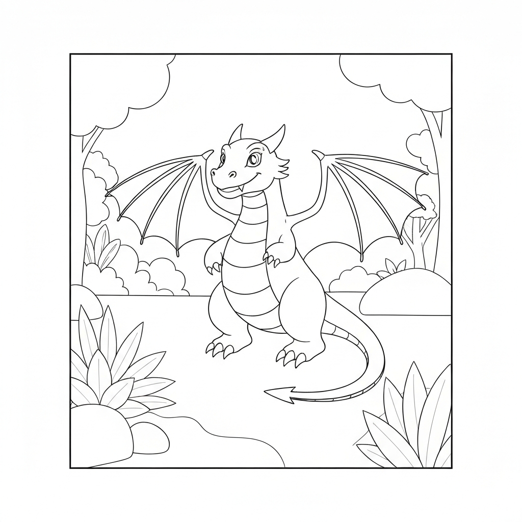 realistic dragon educational coloring page