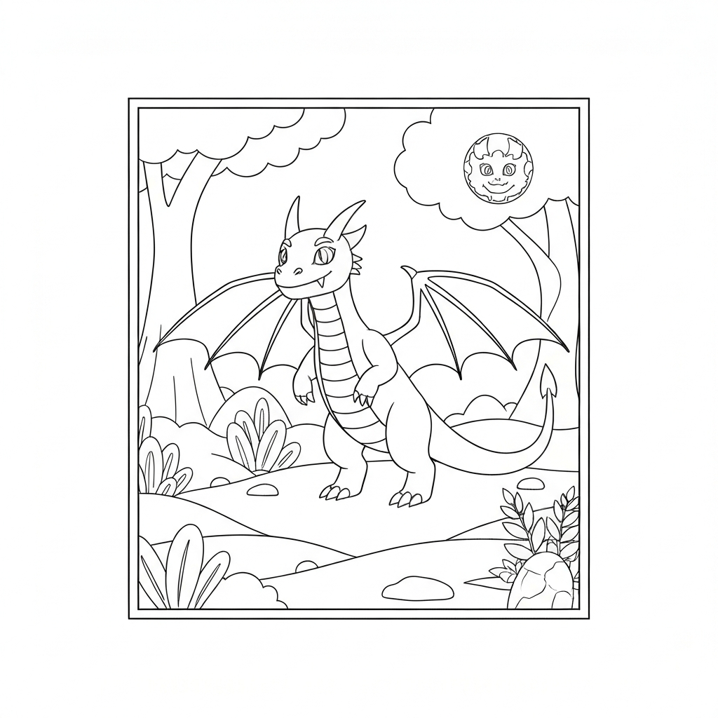 realistic dragon family coloring page