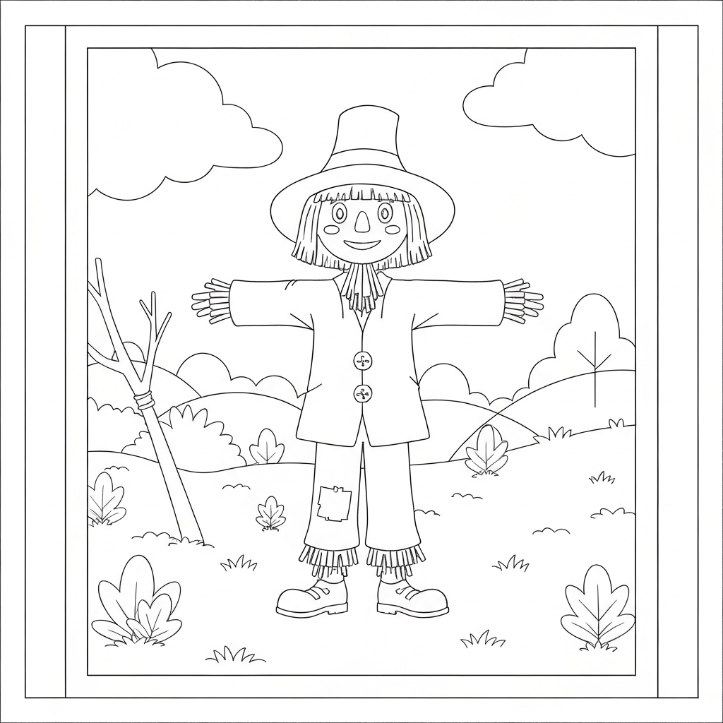 scarecrow cartoon coloring page