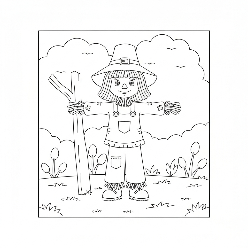scarecrow cute coloring page