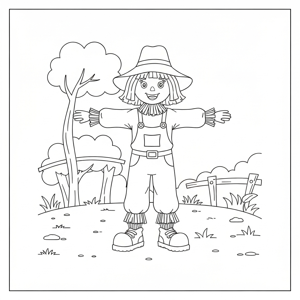 scarecrow easy coloring page