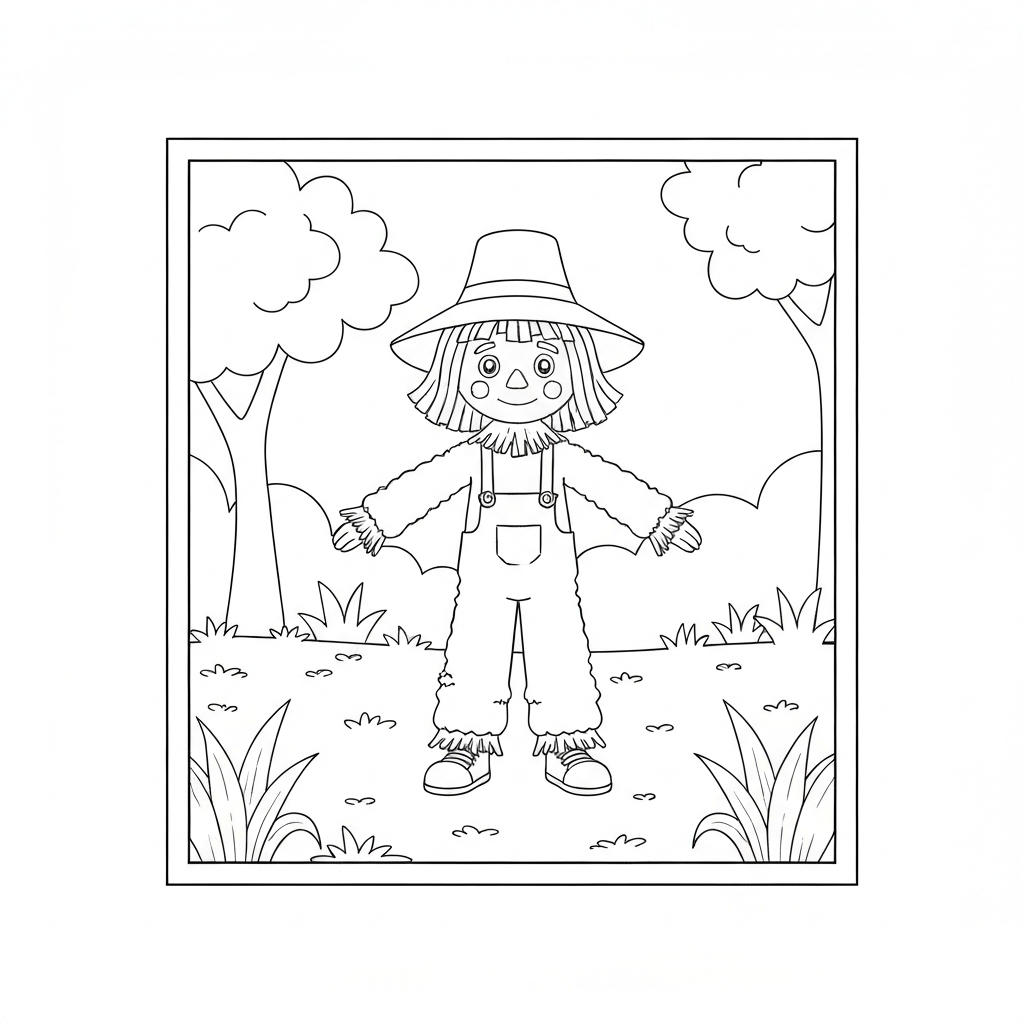scarecrow educational coloring page