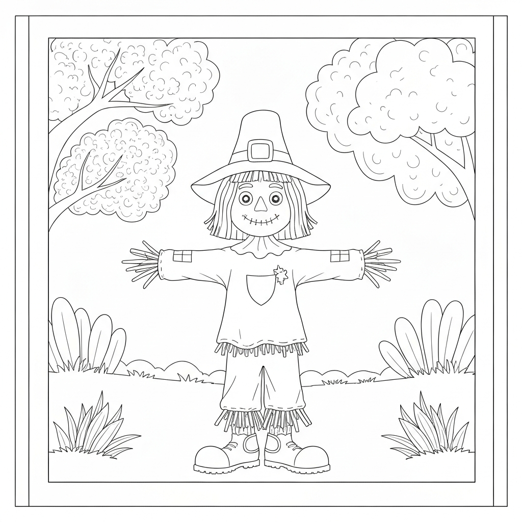scarecrow portrait coloring page