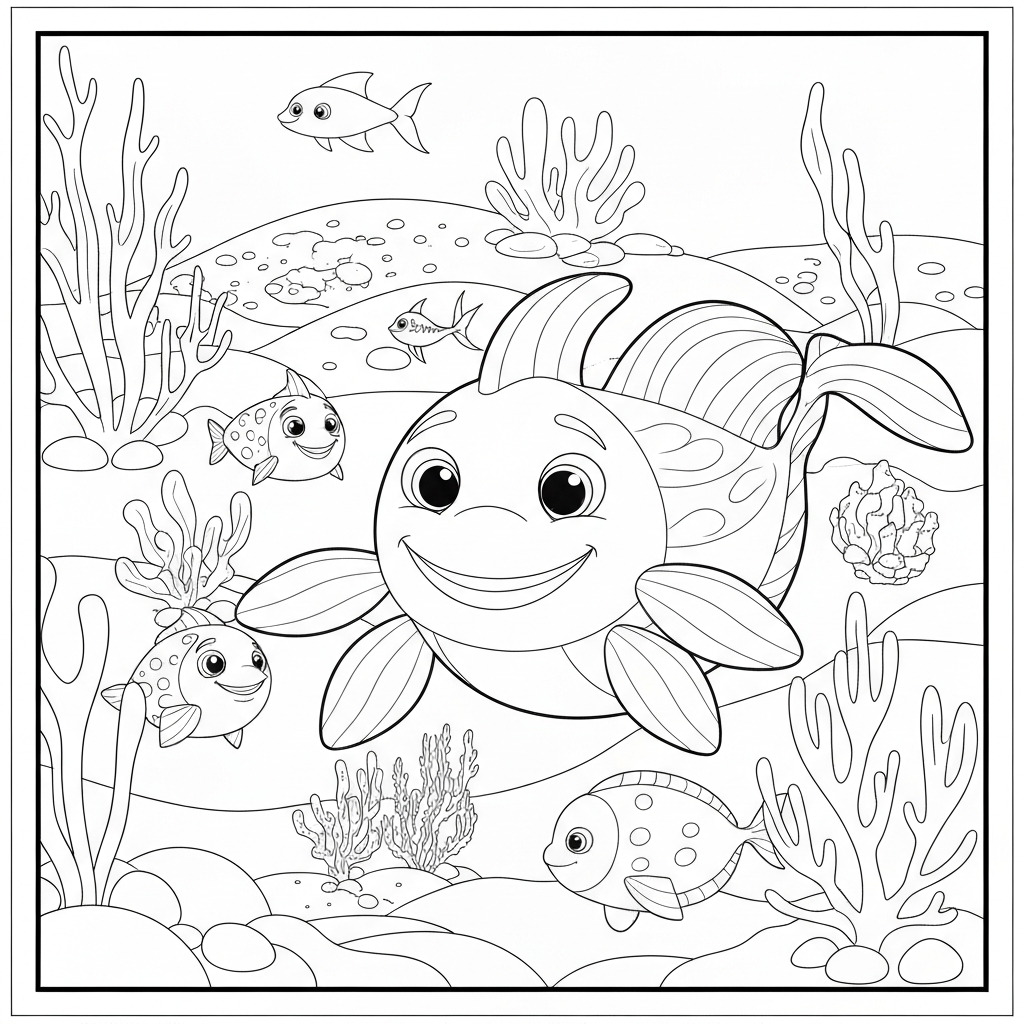 sea creature cartoon coloring page