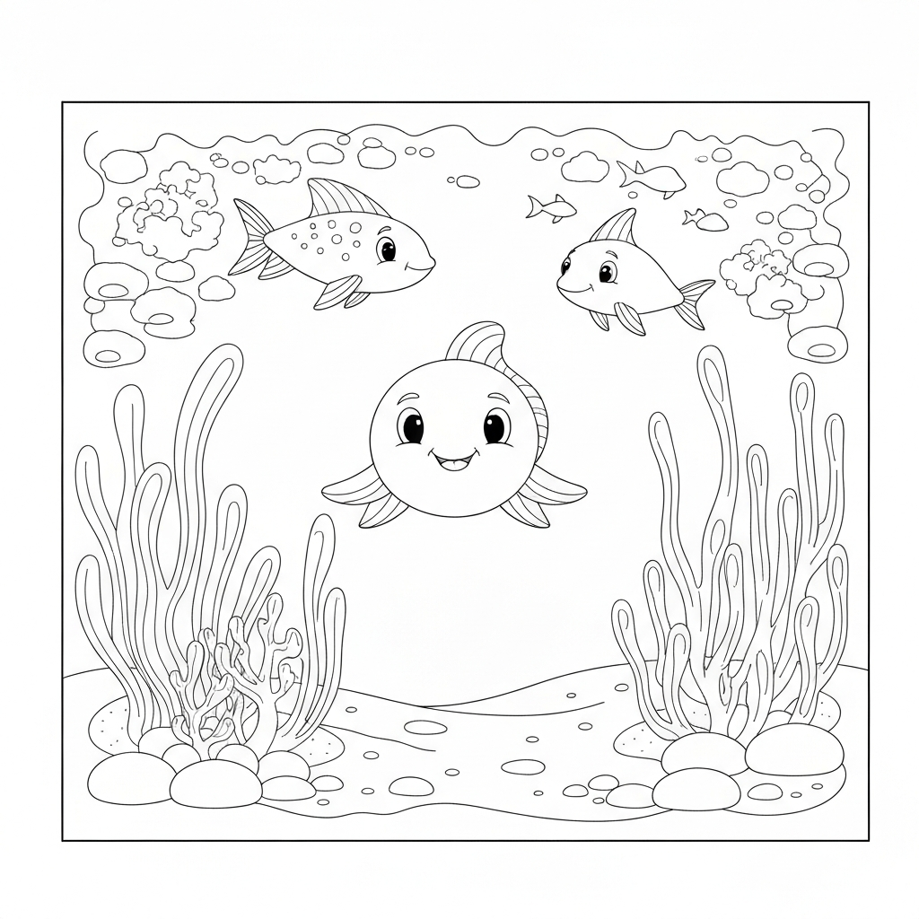 sea creature cute coloring page
