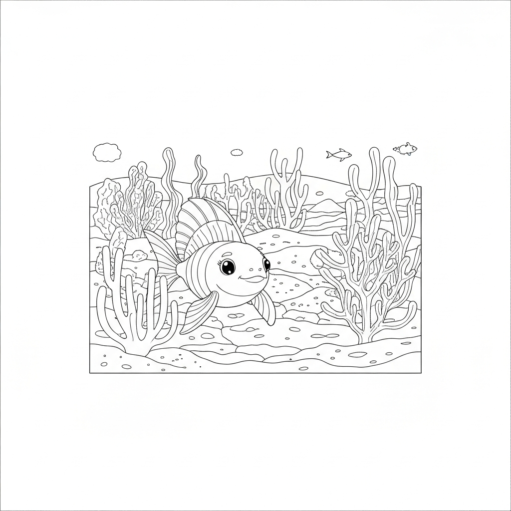 sea creature decorative coloring page