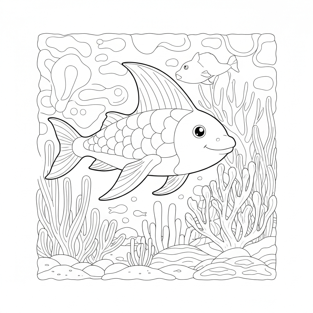 sea creature detailed coloring page