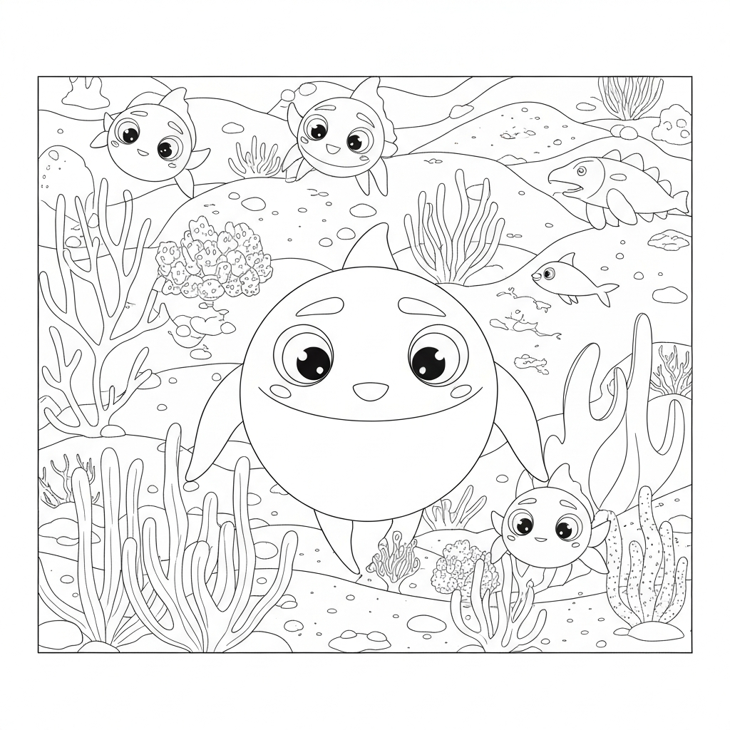 sea creature pattern coloring page