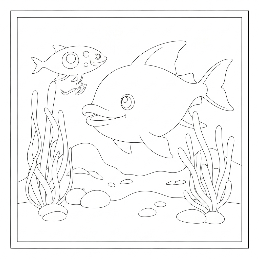 sea creature portrait coloring page