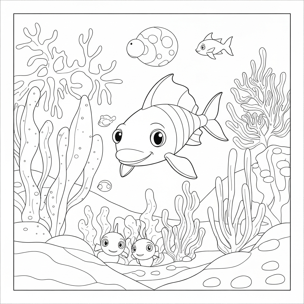 sea creature simple coloring page