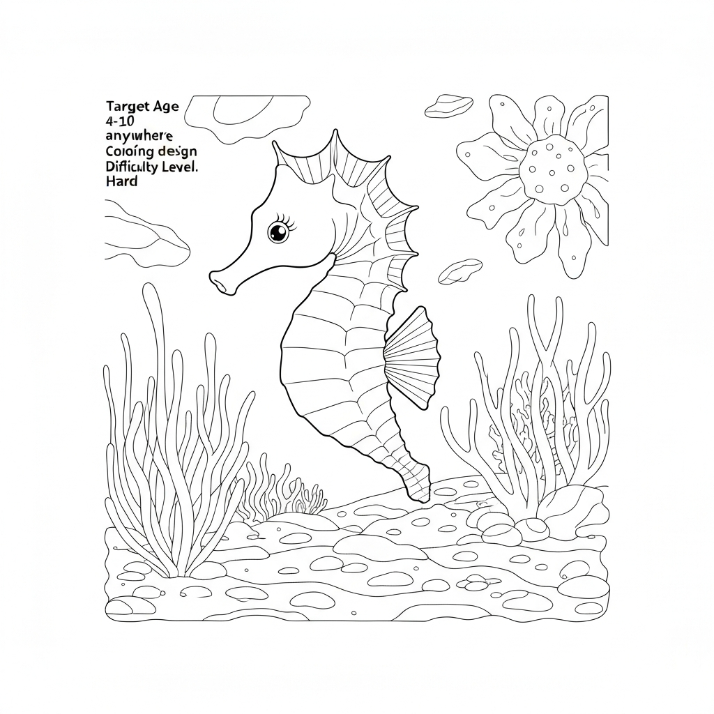 seahorse abstract coloring page