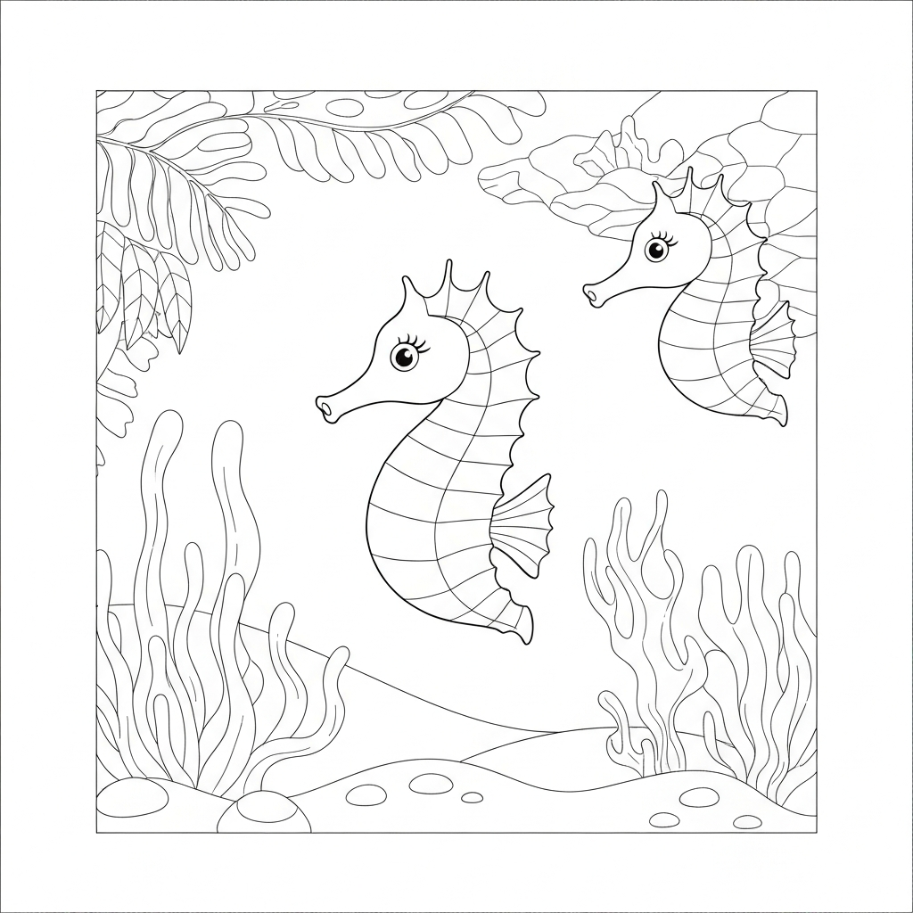 seahorse decorative coloring page